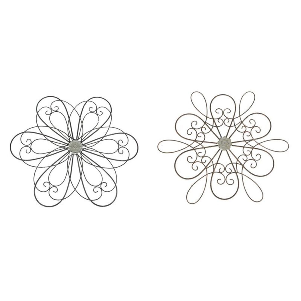 30 Inch Rustic Wood Metal Flower Sculpture Wall Hanging Art Home Decor Set Of 2